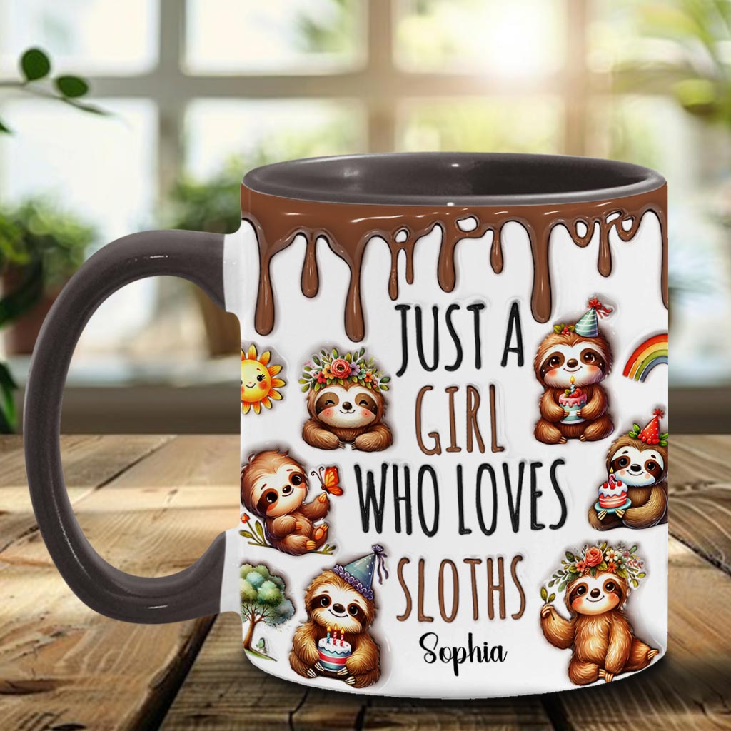 Just A Girl Who Loves Sloths - Personalized Sloth Accent Mug