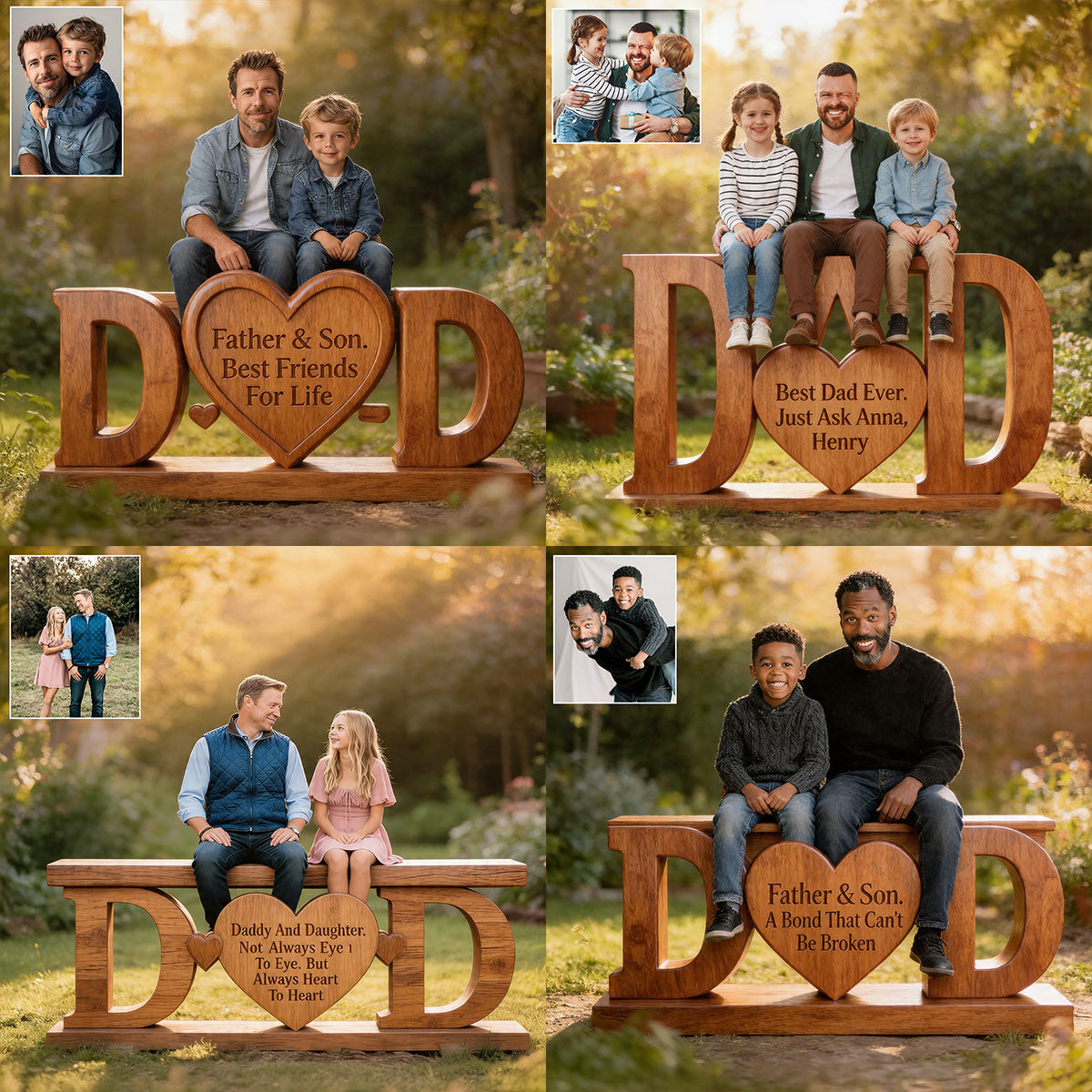Best Dad Ever - Personalized Father Custom Shaped Wood Plaque