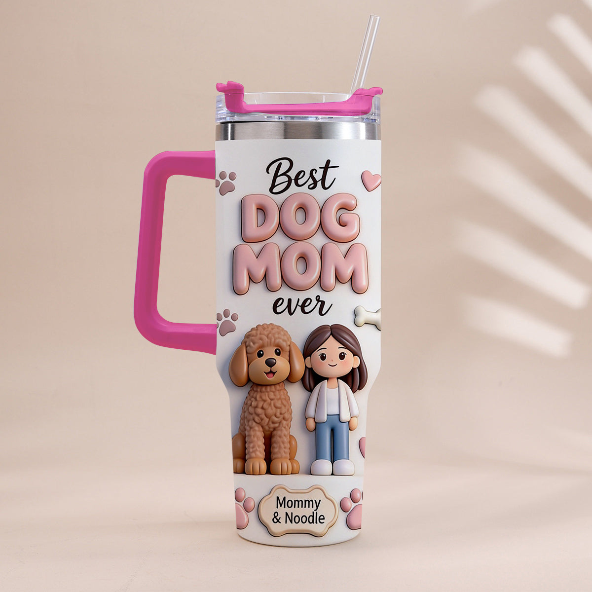Best Pet Mom Ever - Personalized Dog Tumbler With Handle
