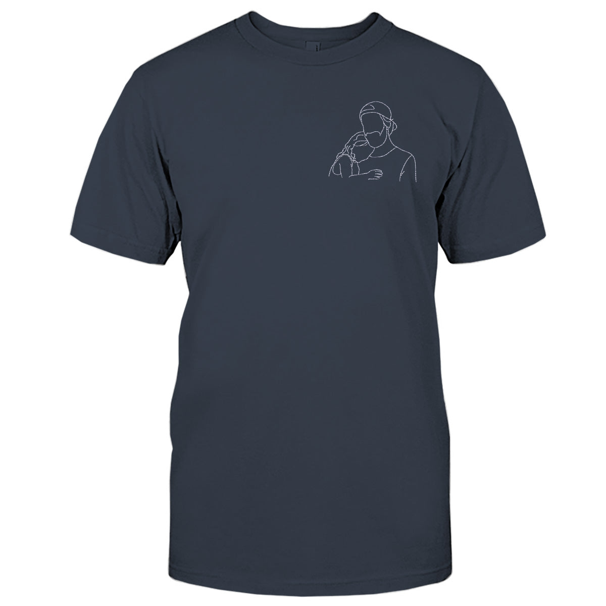 Custom Line Art - Personalized Step Dad Embroidered T-shirt
