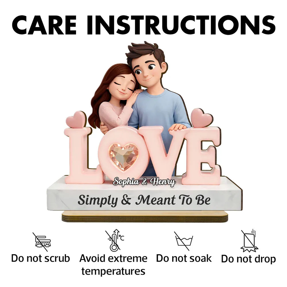 Simply & Meant To Be Wooden Plaque, Personalized Love Decor for Couple Nightstand or Shelf, Thoughtful Unique Gift