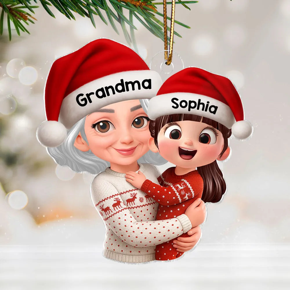 Personalized Christmas Ornament - Grandma & Grandchild Hug