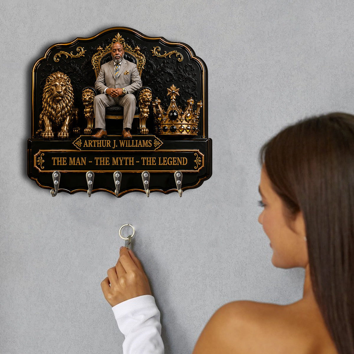 Any Photo The King - Personalized African American Custom Shaped Hanging Rack