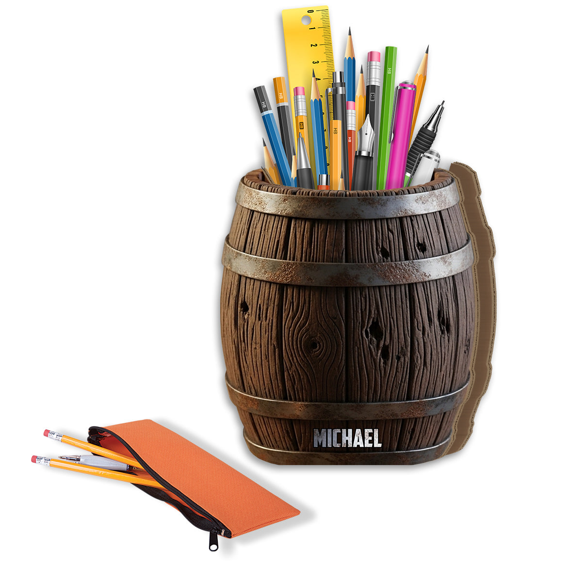 Funny Wooden Beer Barrel - Personalized Beer Wooden Pen Holder