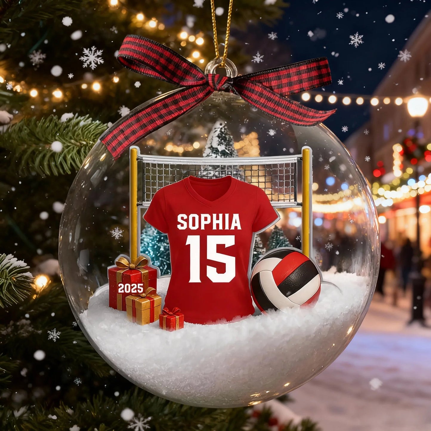 Snow Globe Ornament for Volleyball Players - Custom Jersey Design, Festive Tree Decor, Unique Christmas Gift