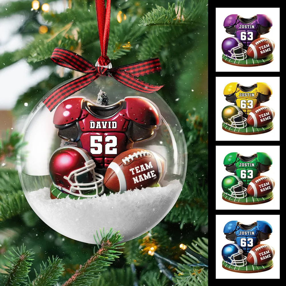 Acrylic Snow Globe Ornament with 3D Christmas Tree Inside, Clear Holiday Hanging Decor, Creative Gift for Him, Kids, Friends & Sports Fans