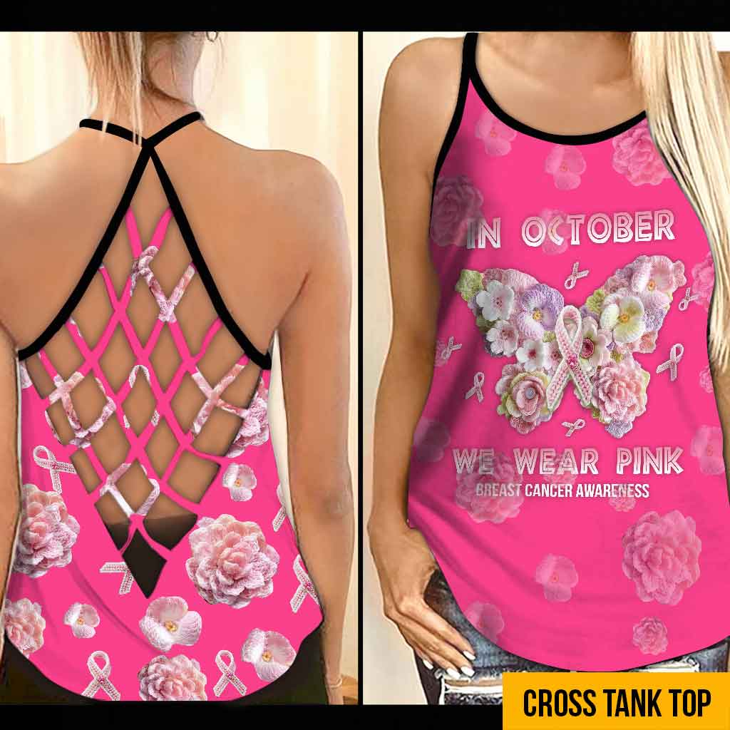 In October We Wear Pink - Breast Cancer Awareness 3D Printed Cross Tank Top