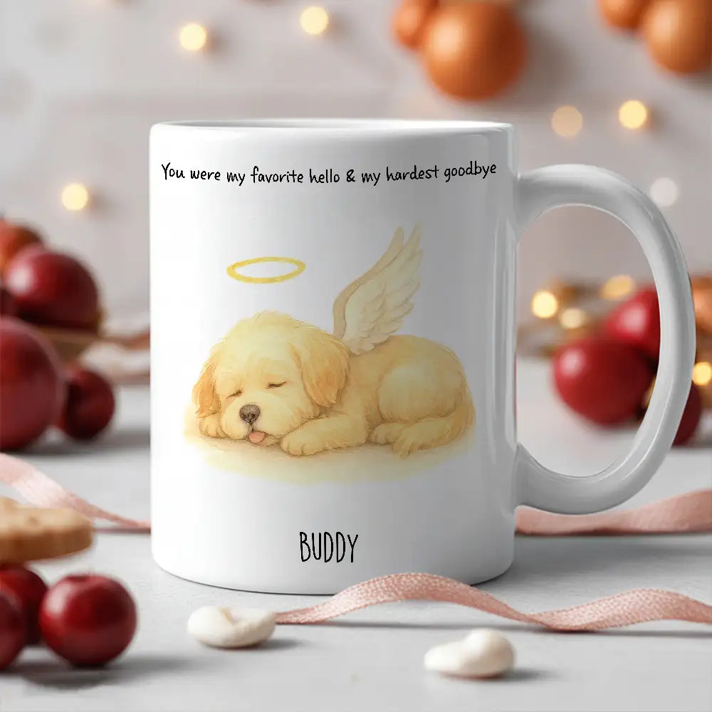 White Ceramic Pet Memorial Mug – Personalized Sympathy Gift