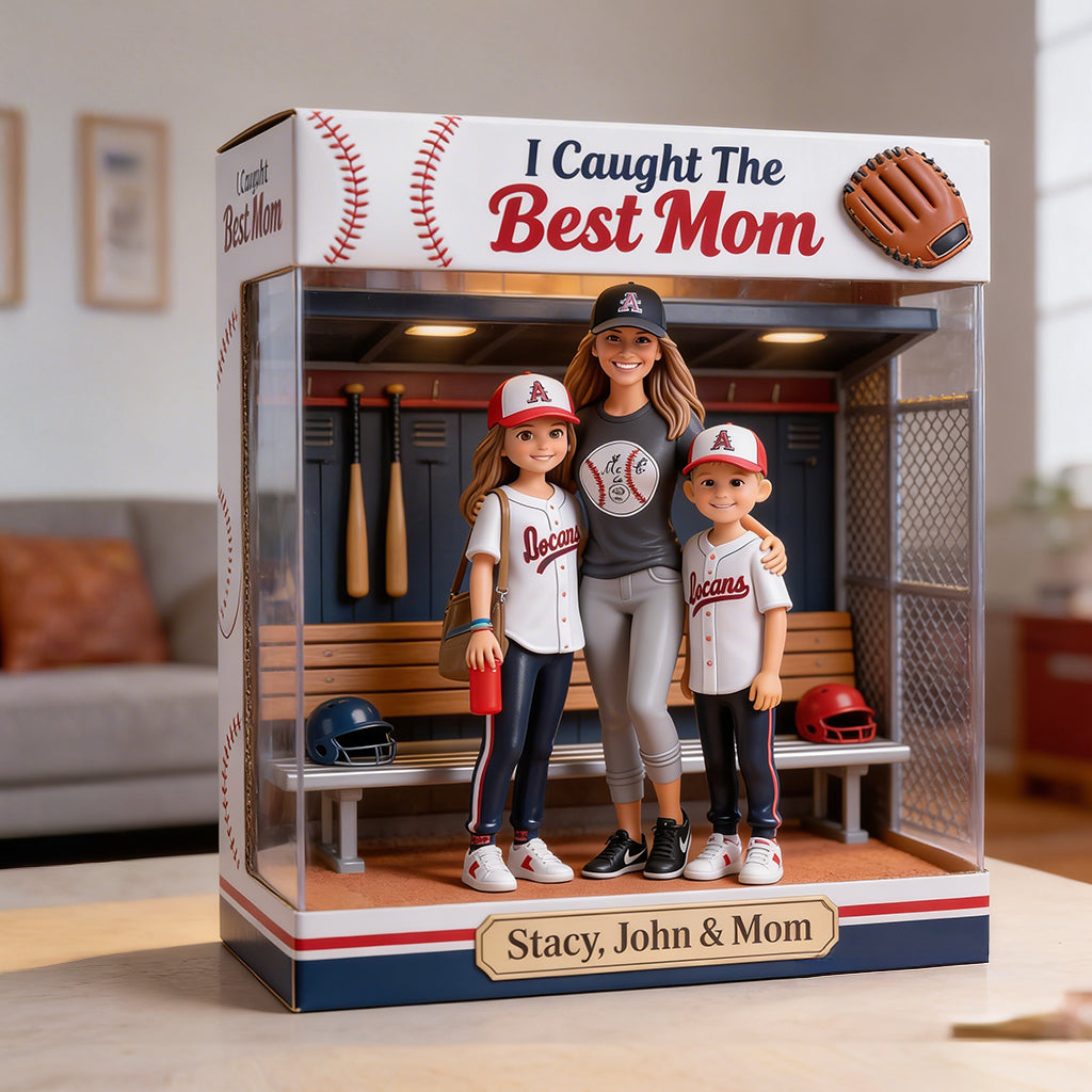 I Caught The Best Mom - Personalized Baseball Custom Shaped Acrylic Plaque