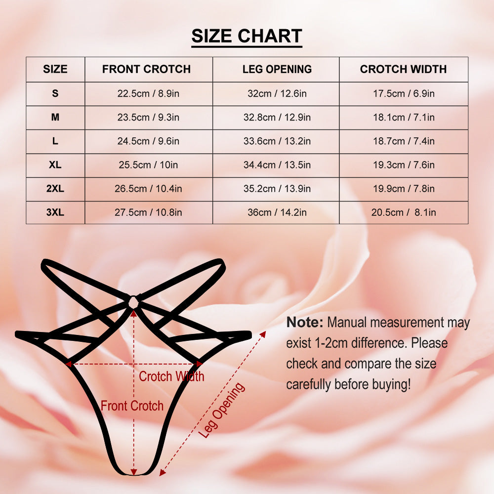 Lick Here Custom Face - Personalized Couple Sexy Women's Briefs G-strings