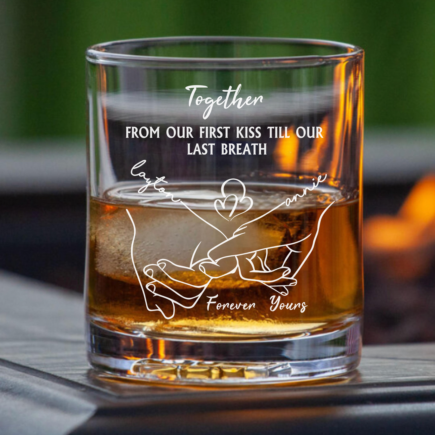 Personalized Romantic Whiskey Glasses, Upload Photo Custom Couple Gift with Photo & Love Quote