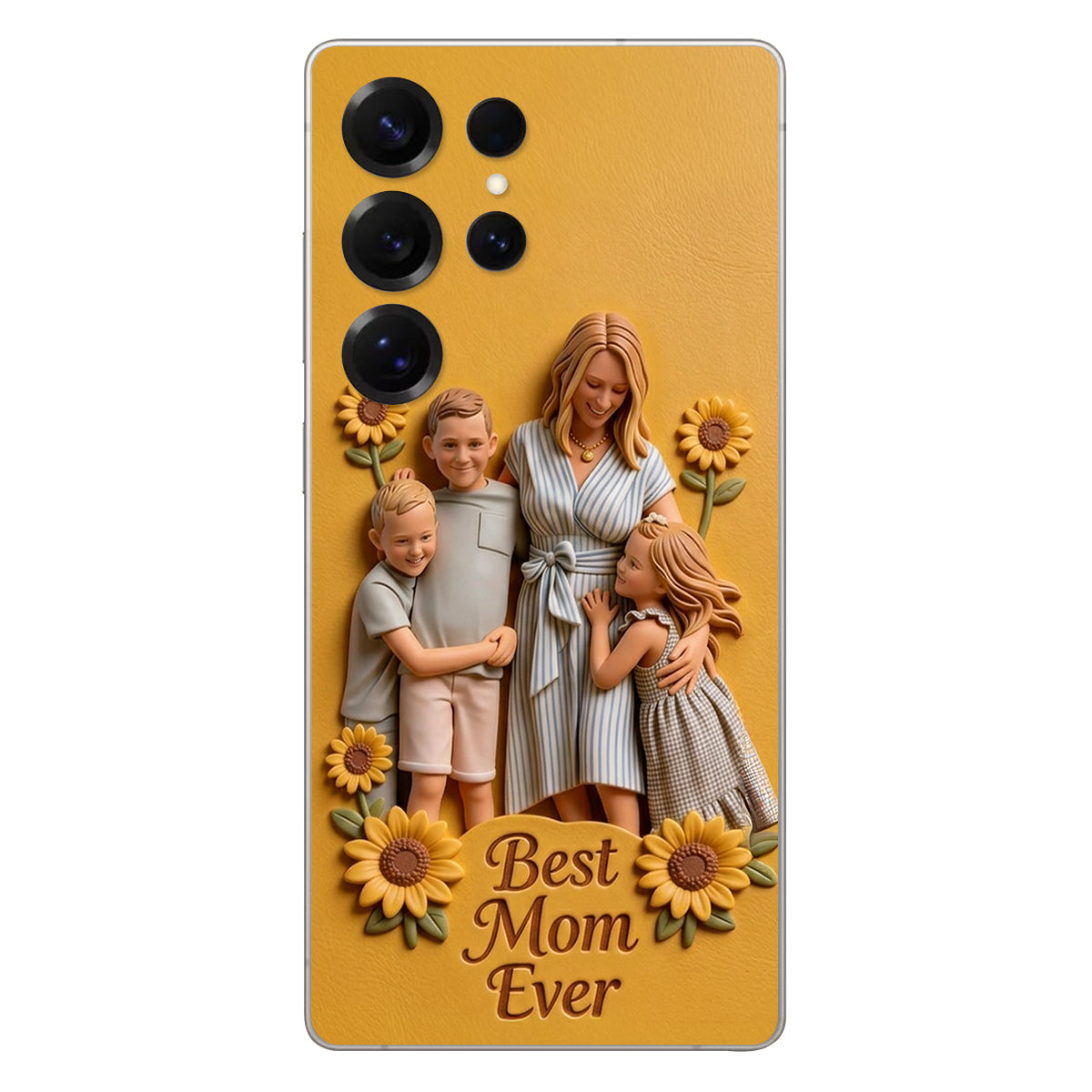 Best Mom Ever - Personalized Mother 3D Embossed Leather Phone Case