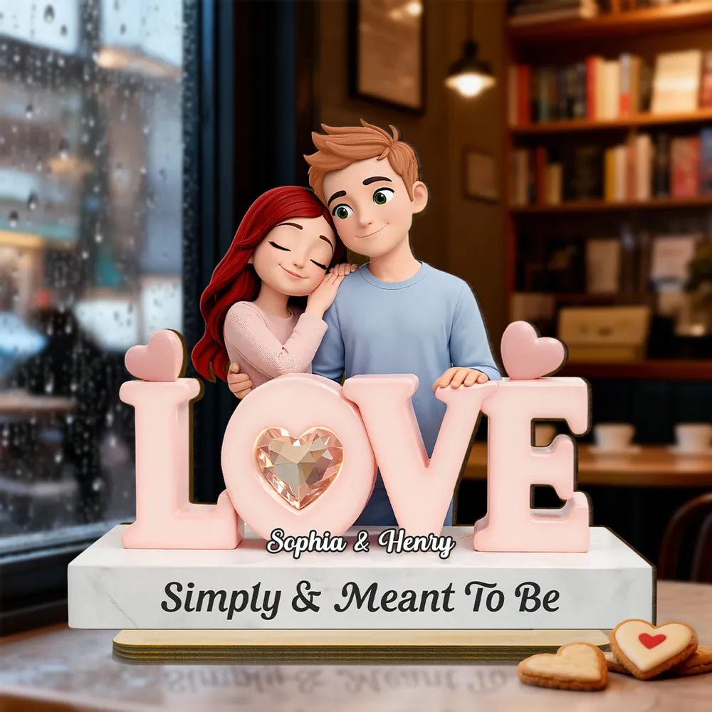 Simply & Meant To Be Wooden Plaque, Personalized Love Decor for Couple Nightstand or Shelf, Thoughtful Unique Gift