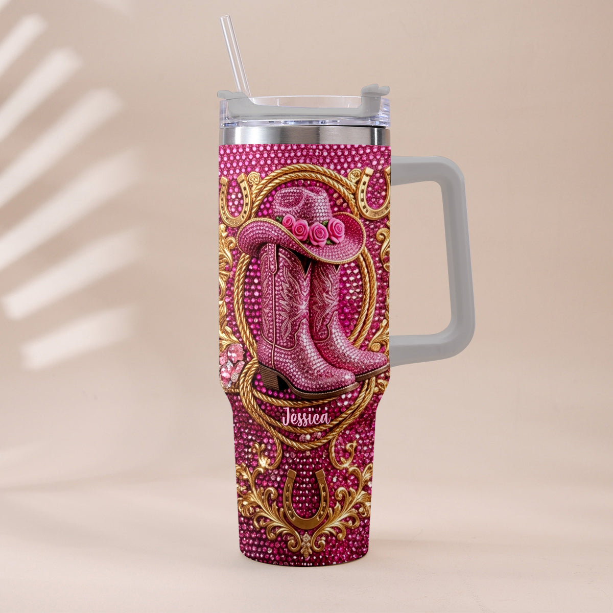 Cowgirl Boots - Personalized Cowgirl Tumbler With Plush Charm
