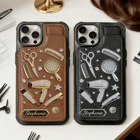 Hairdresser Scissors Salon Decor - Personalized Hairdresser Wallet Phone Case