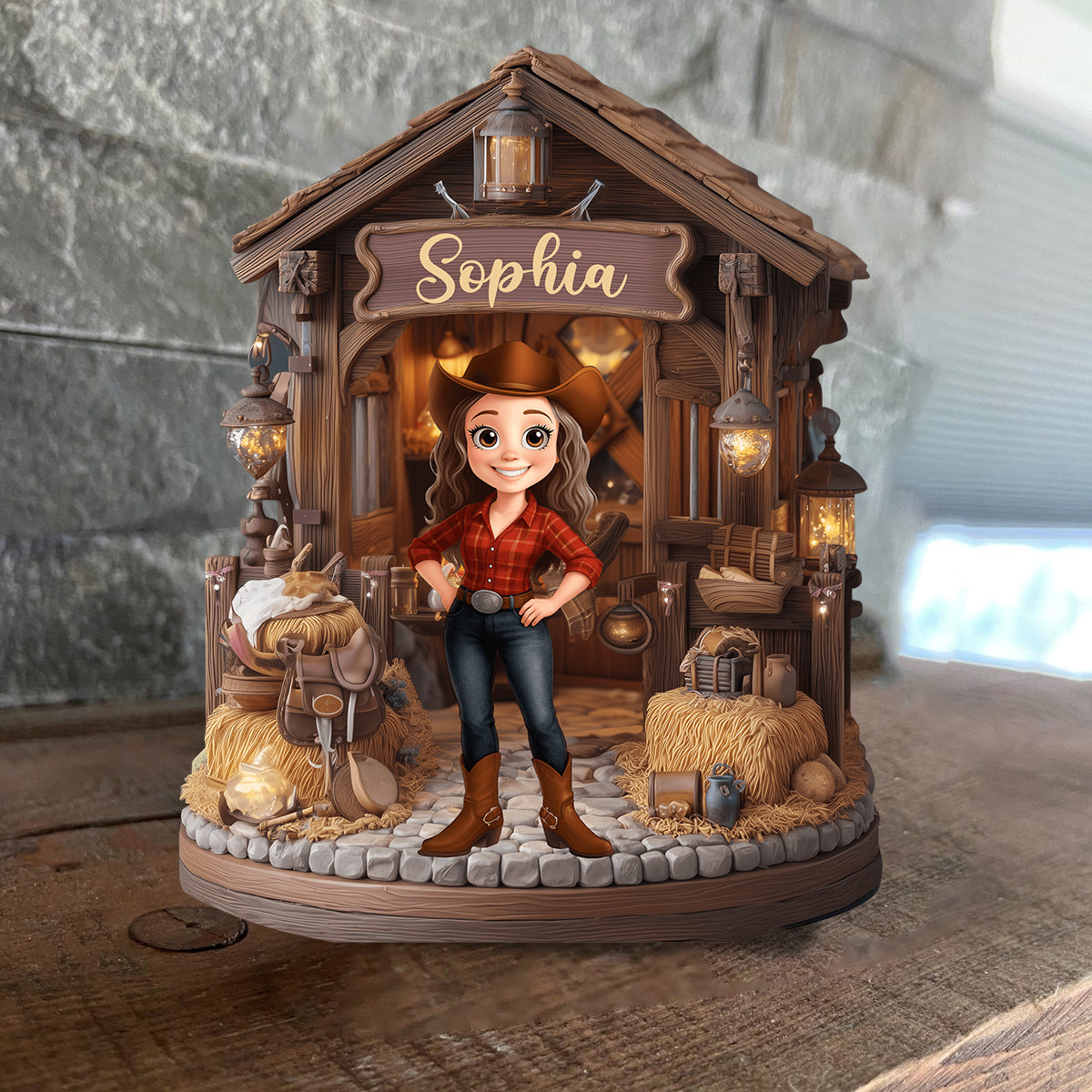 Cowgirl's Barn - Personalized Cowgirl Custom Shaped Wood Plaque