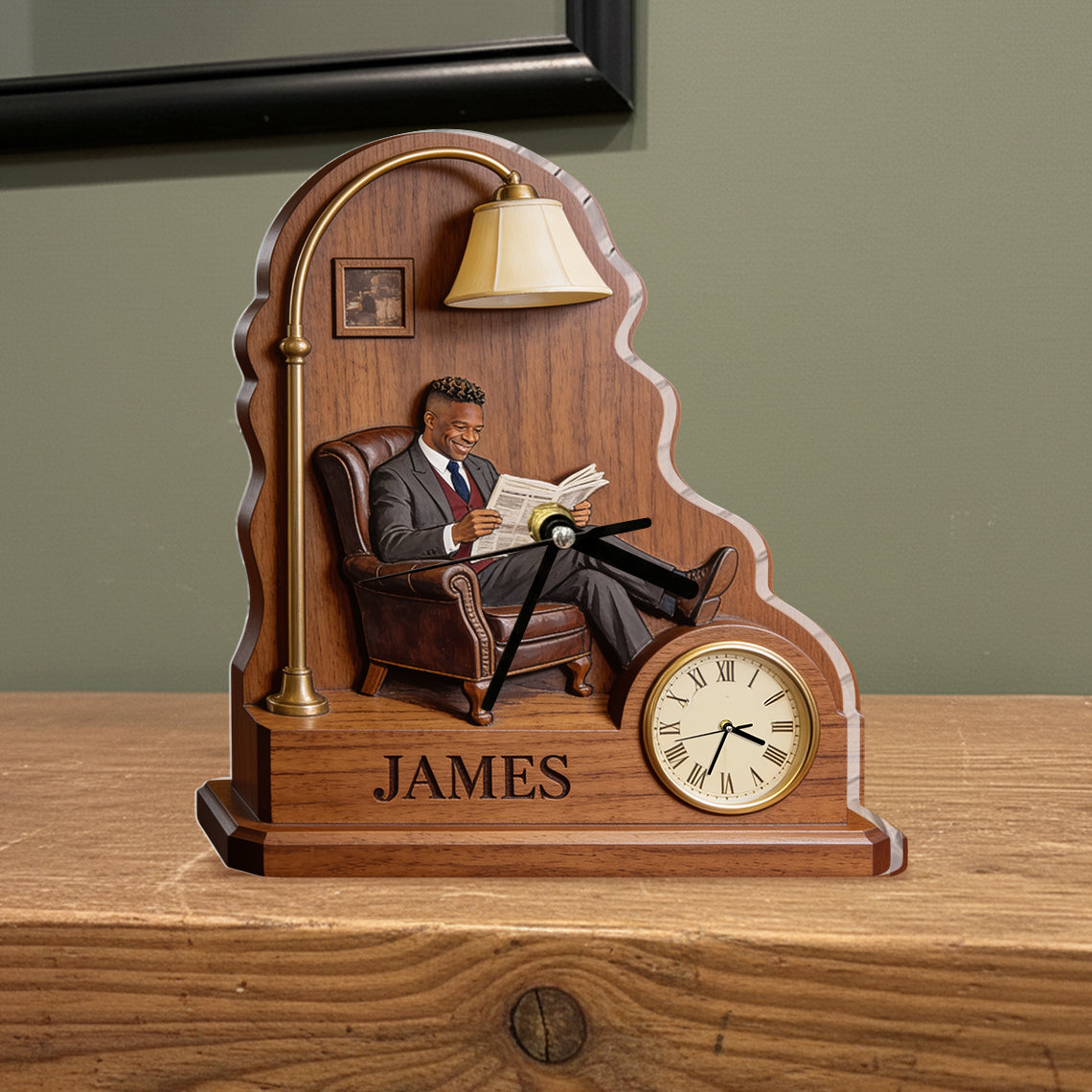 Any Photo - Gift For Him - Personalized Luxury Desk Clock Plaque