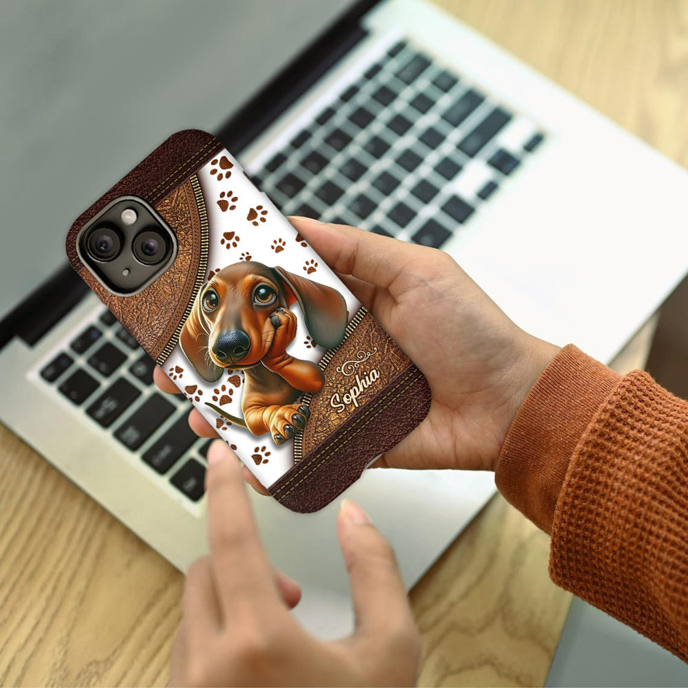 Cute Dachshund - Personalized Dog Full Print Phone Case