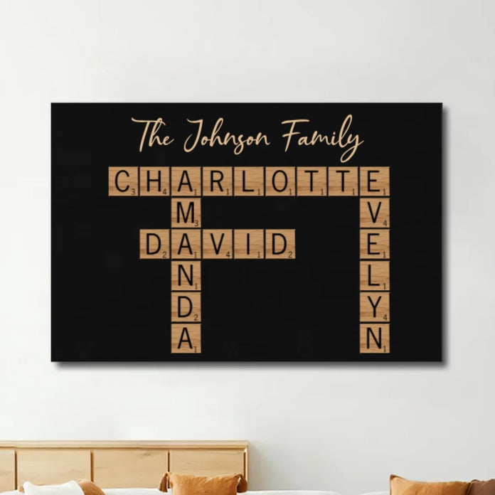 Personalized Family Name Scrabble Poster, Plaque, Keychain, Pillow, Sign - A Perfect Gift for Family