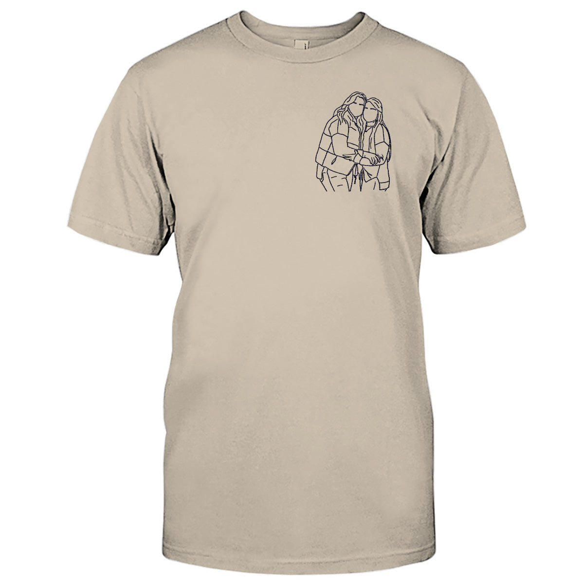 Custom Line Art - Personalized Sibling Embroidered T-shirt