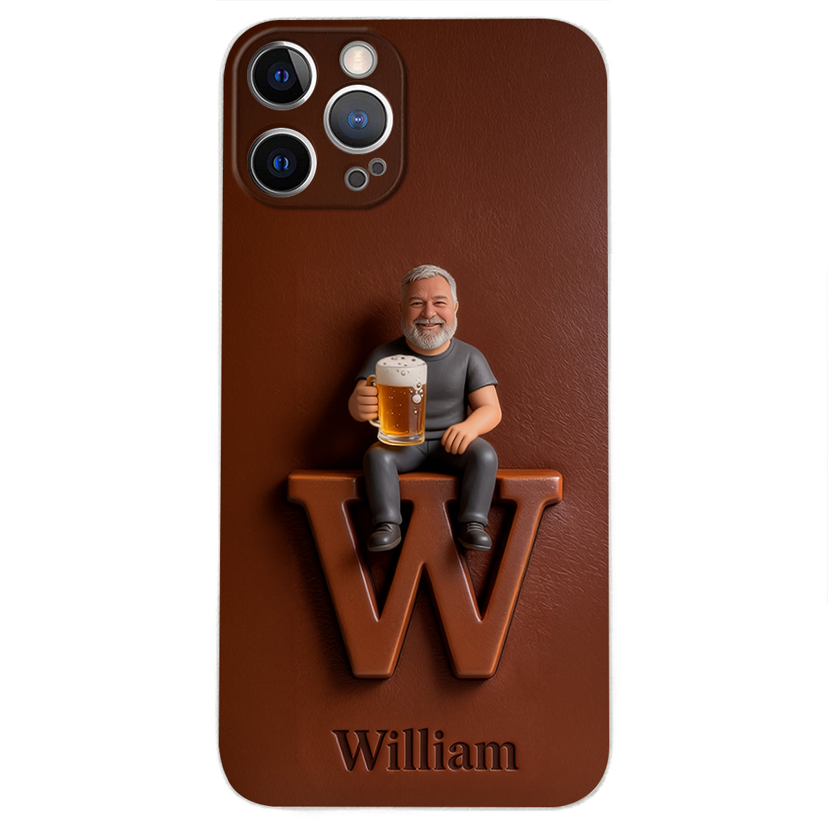 Custom Any Photo - Personalized Beer 3D Embossed Leather Phone Case