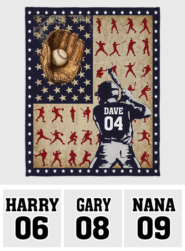 Any Name and Number - Personalized Baseball Blanket