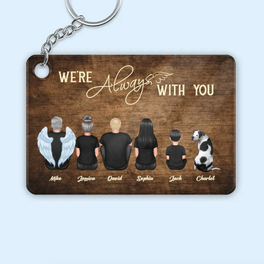 Personalized We're Always With You Wooden Plaque, Keychain, Poster or Canvas, Car Hanger and Wallet Card - Unique Memorial Gift for Loved Ones