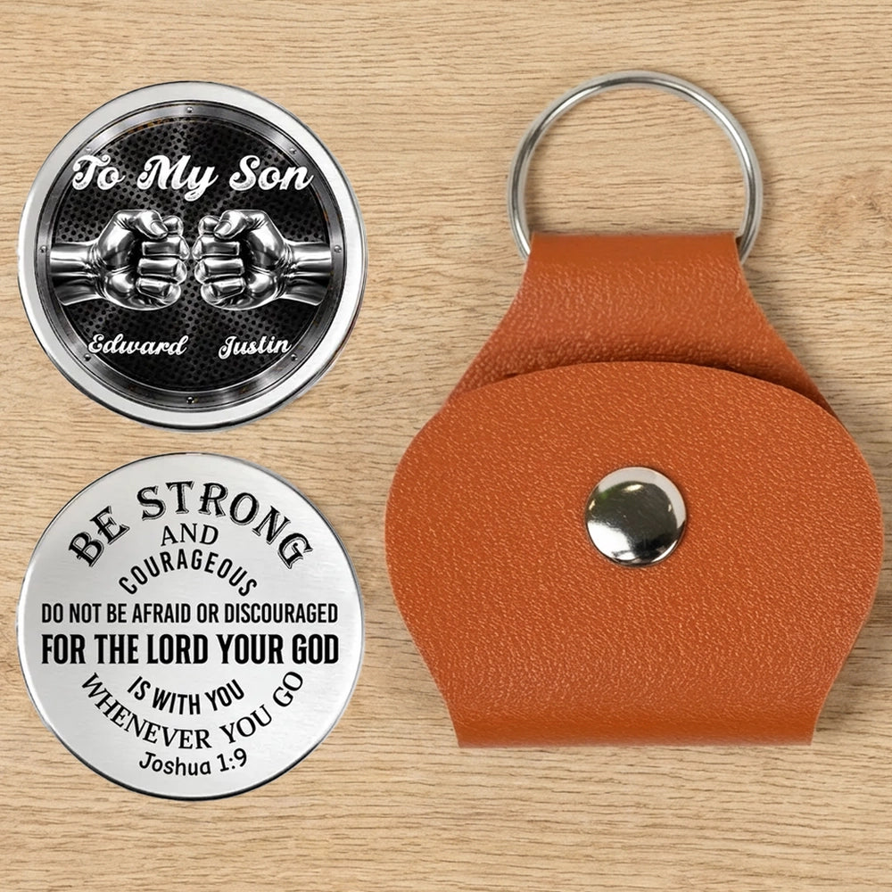 Pocket Hug - Custom Encouragement Keepsake Gift for Son, Be Strong and Courageous, Thoughtful Everyday Carry Token