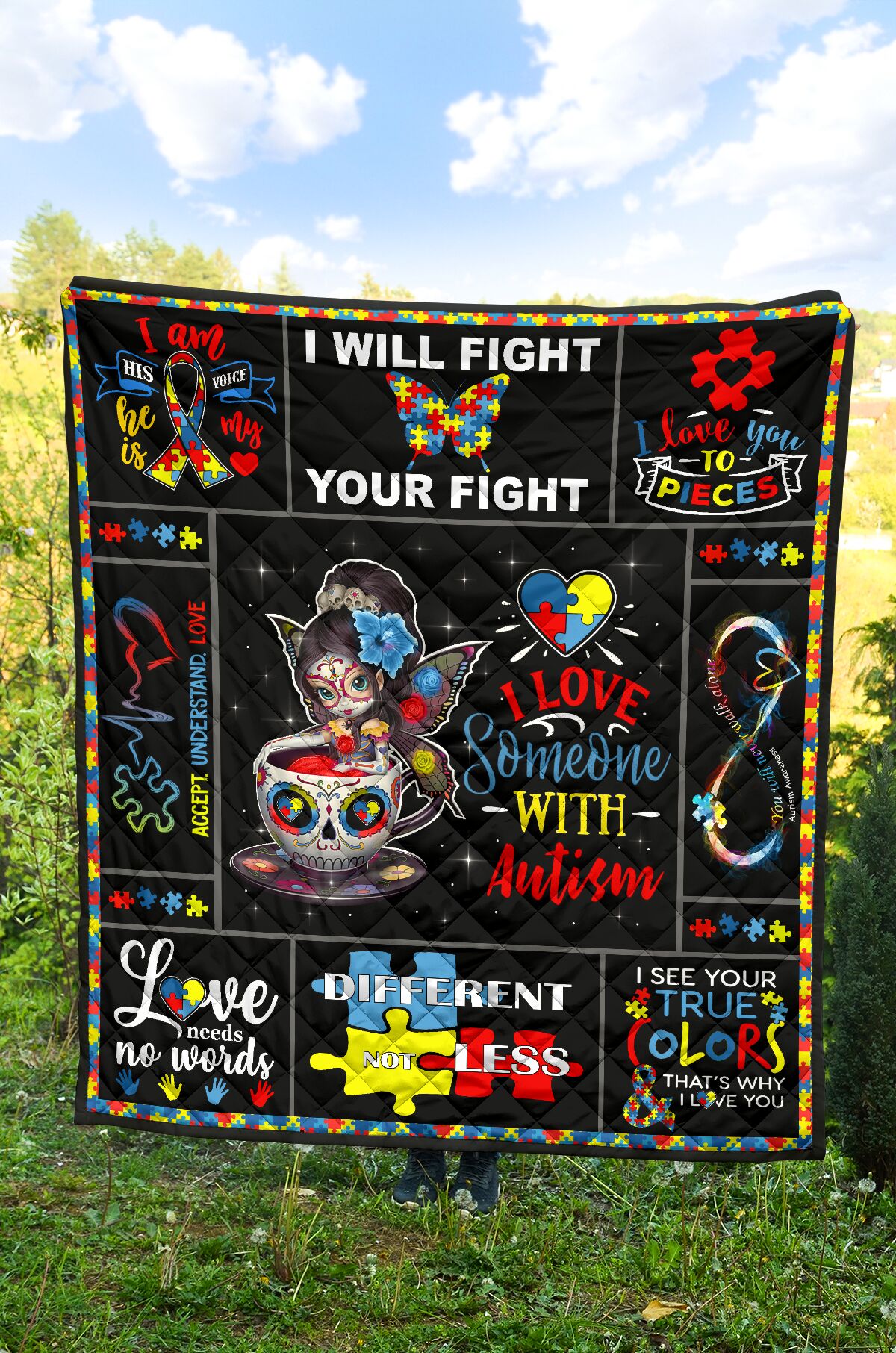 I Love Someone With Autism Autism Awareness Quilt 0622