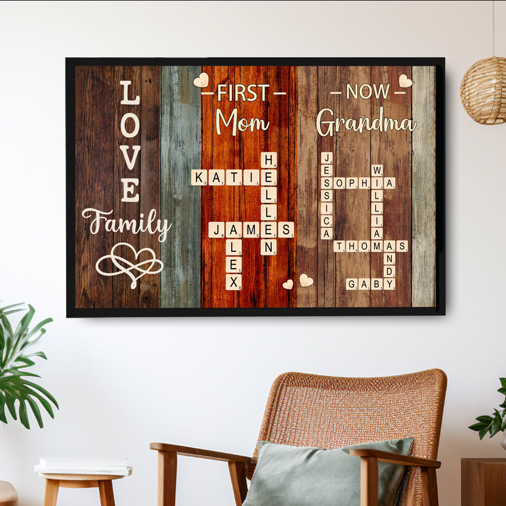 'First Mom, Now Grandma' Family Relationship Custom Canvas – A Perfect Expression of Love and Bond - Personalized Gift for Mother or Daughter