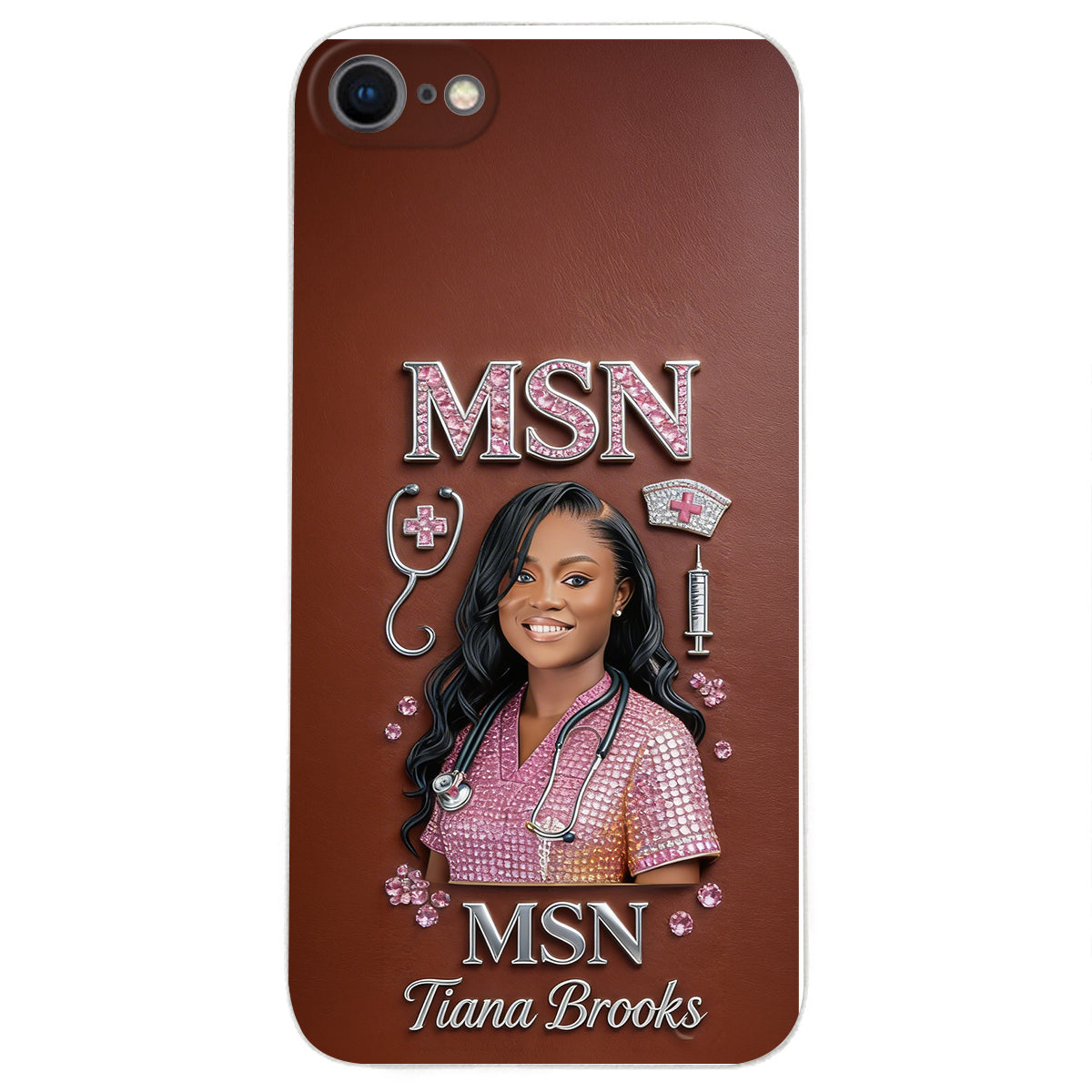Any Title - Gifts For Nurse, Doctor - Personalized Nurse 3D Embossed Leather Phone Case