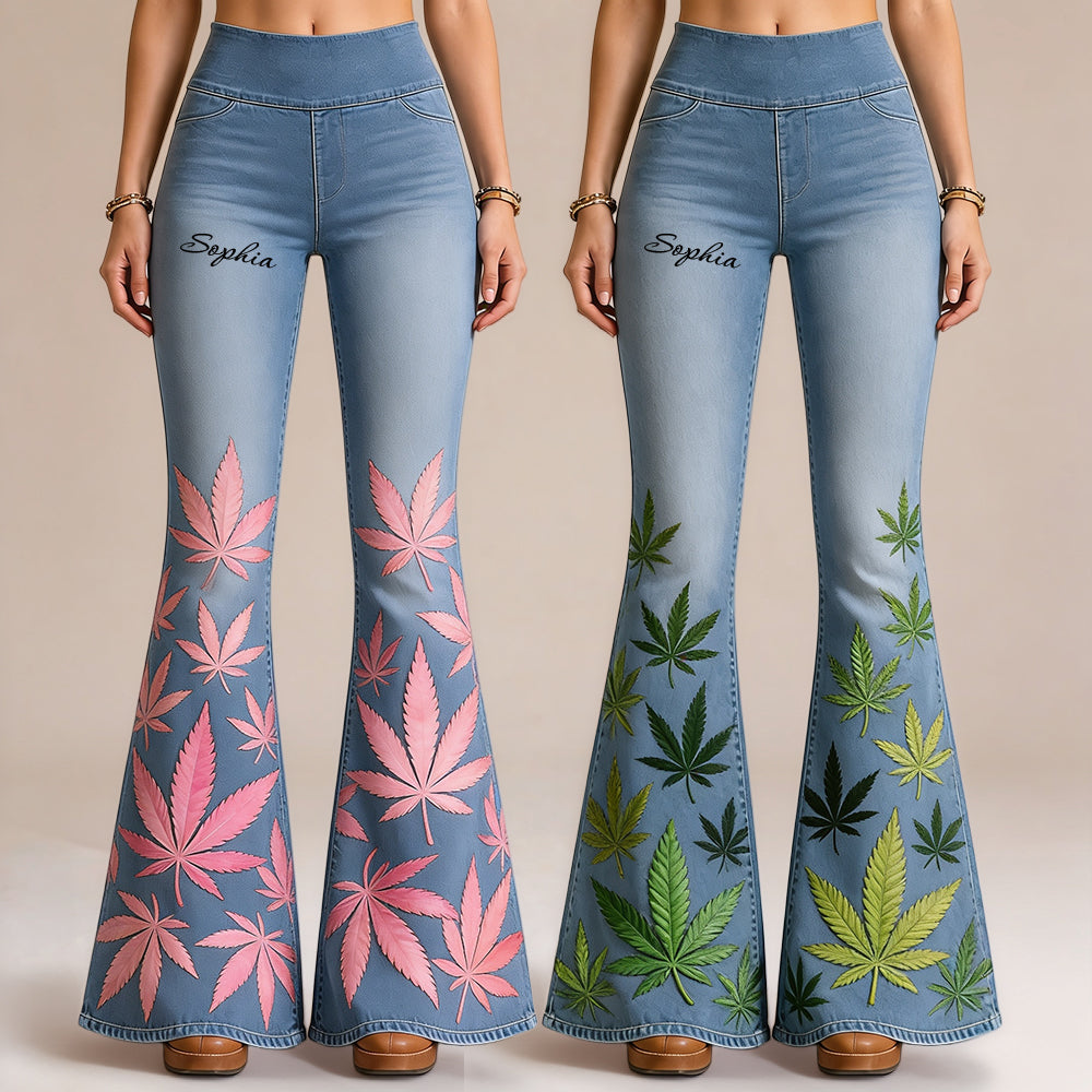 Cannabis - Personalized Weed Flare Leggings