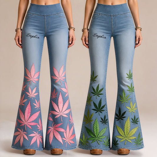Cannabis - Personalized Weed Flare Leggings