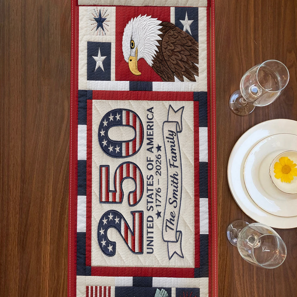Home Decor America 250th Anniversary - Personalized Independence Day/ 4th of July Table Runner