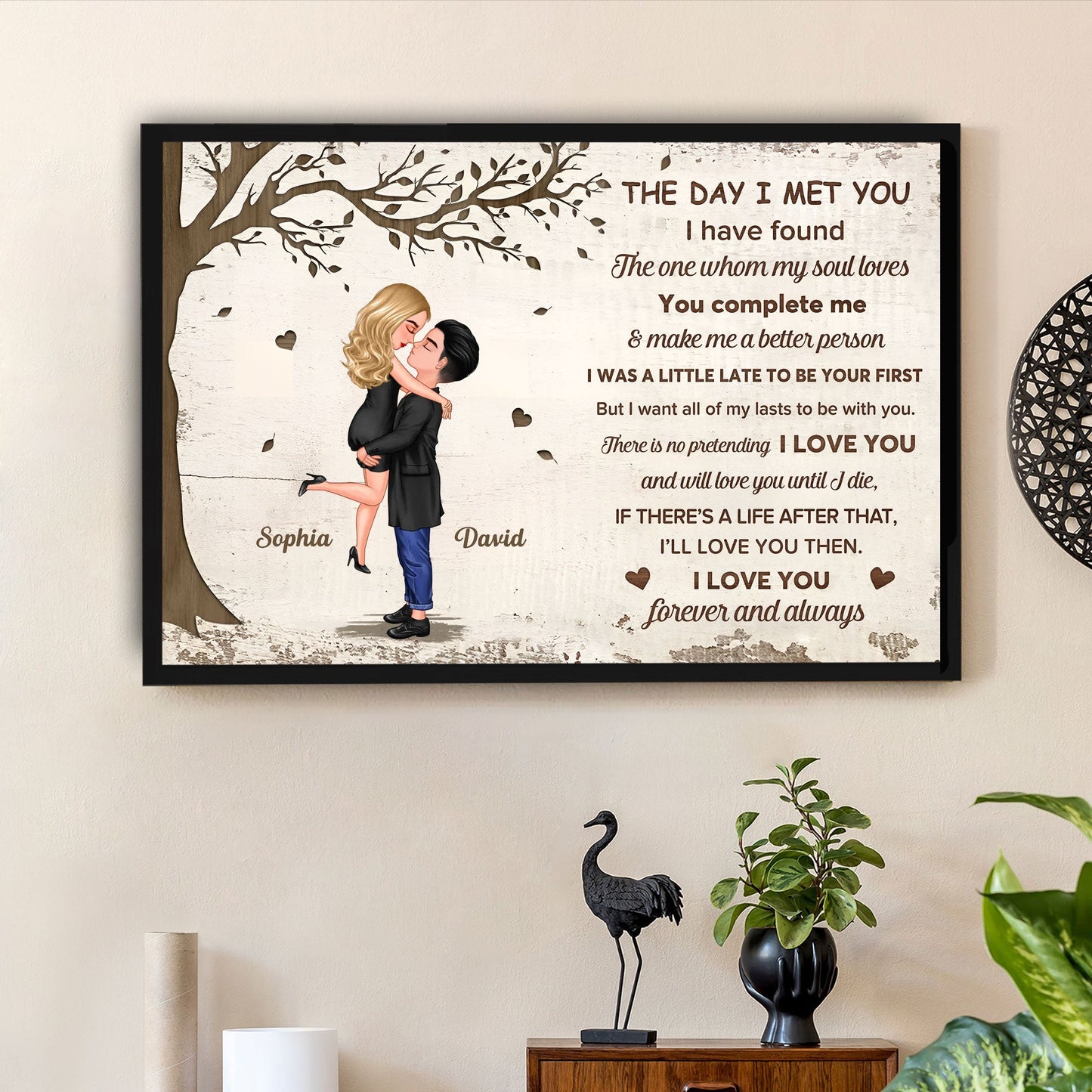 Love’s Embrace Artwork – Valentine’s Day “You Make Me a Better Person” Couple Poster, Perfect Gift for Newlyweds