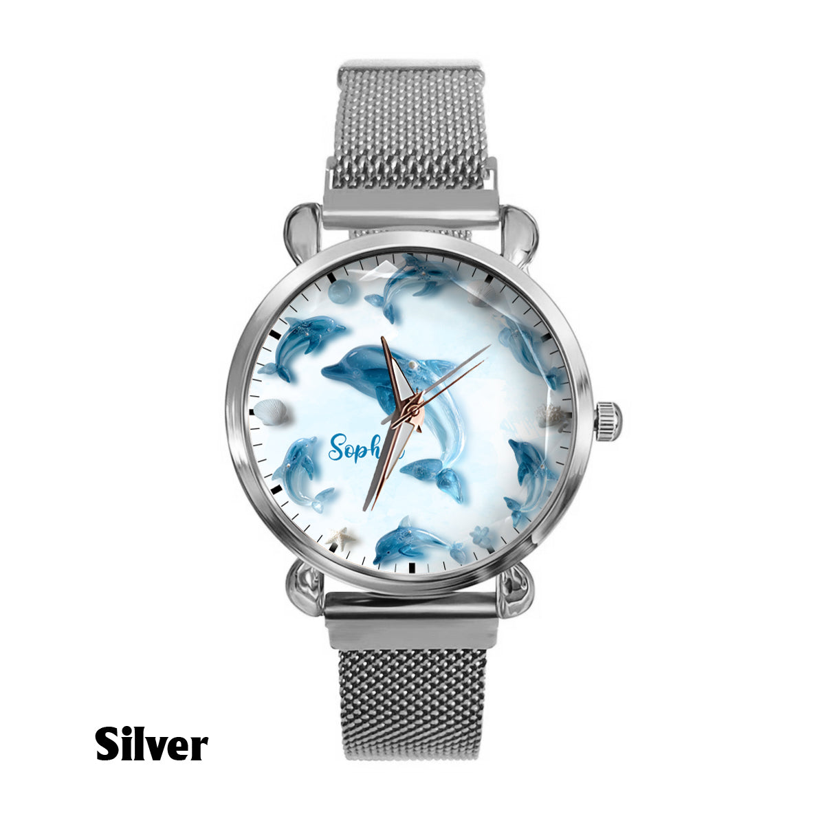 Glassy Dolphin - Personalized Dolphin Women Hand Watch
