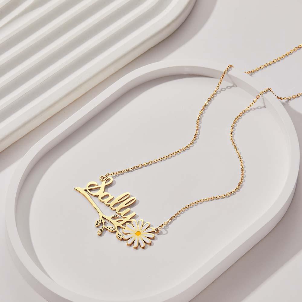 Any Name Daisy Flower - Personalized Daisy Name Necklace