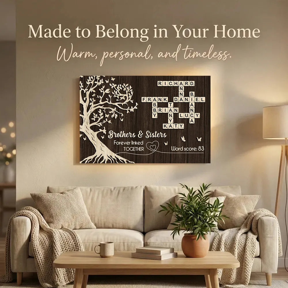 Personalized Brothers & Sisters Crossword Poster – Custom Sibling Wall Art for a Unique Family Gift