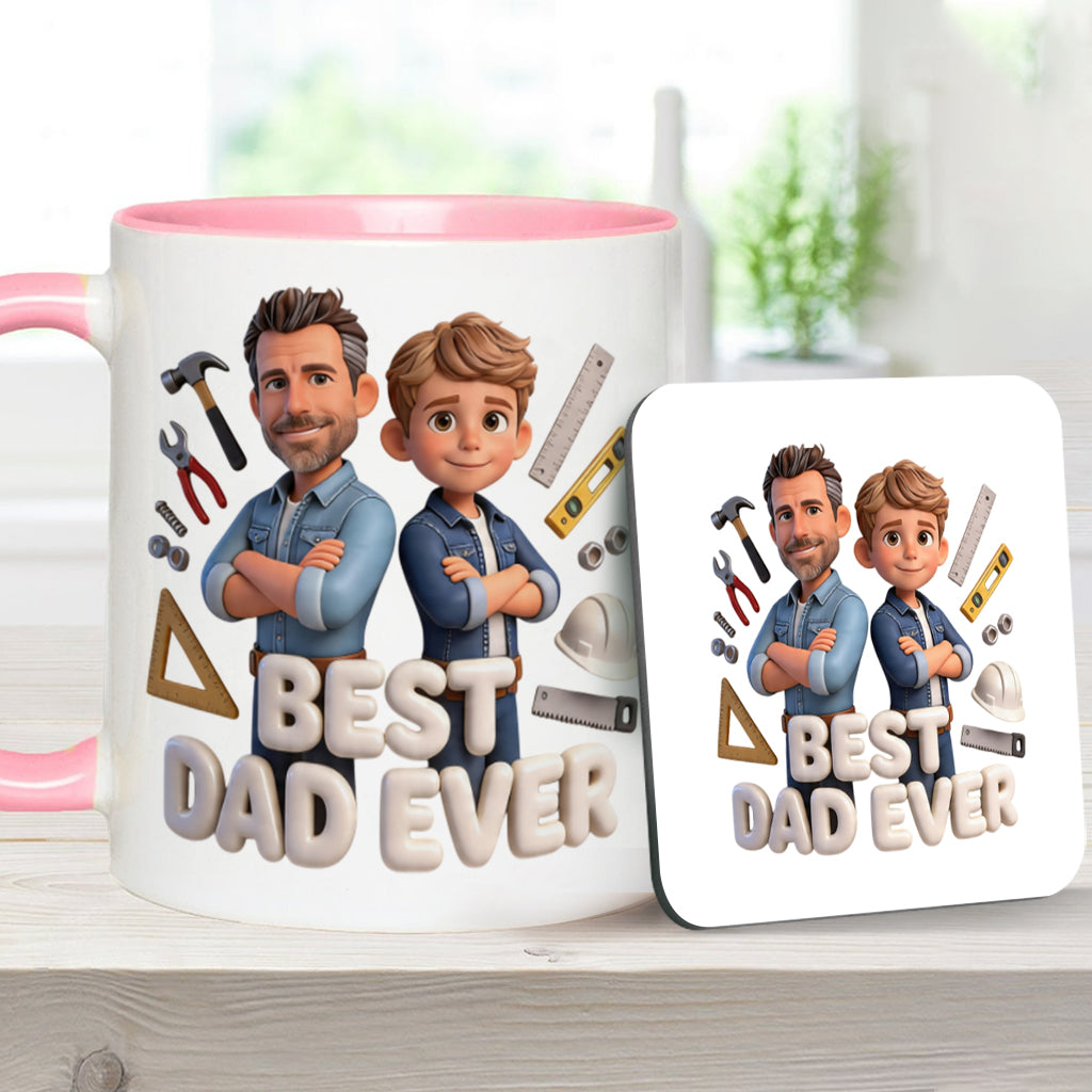 Custom Any Photo - Personalized Father Accent Mug & Coaster
