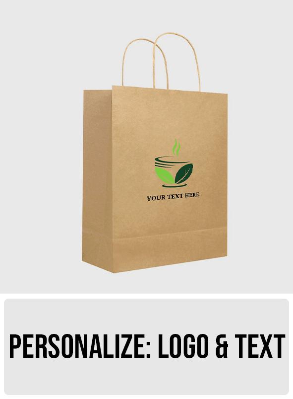 Custom Logo And Text Kraft Paper Gift 100PCS Printed Kraft Paper Bags - gift for anyone - Personalized Bag