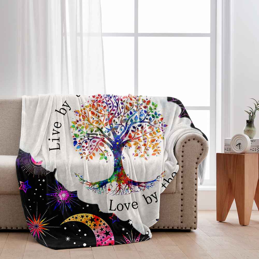 Live By The Sun Love By The Moon - Personalized Hippie Blanket