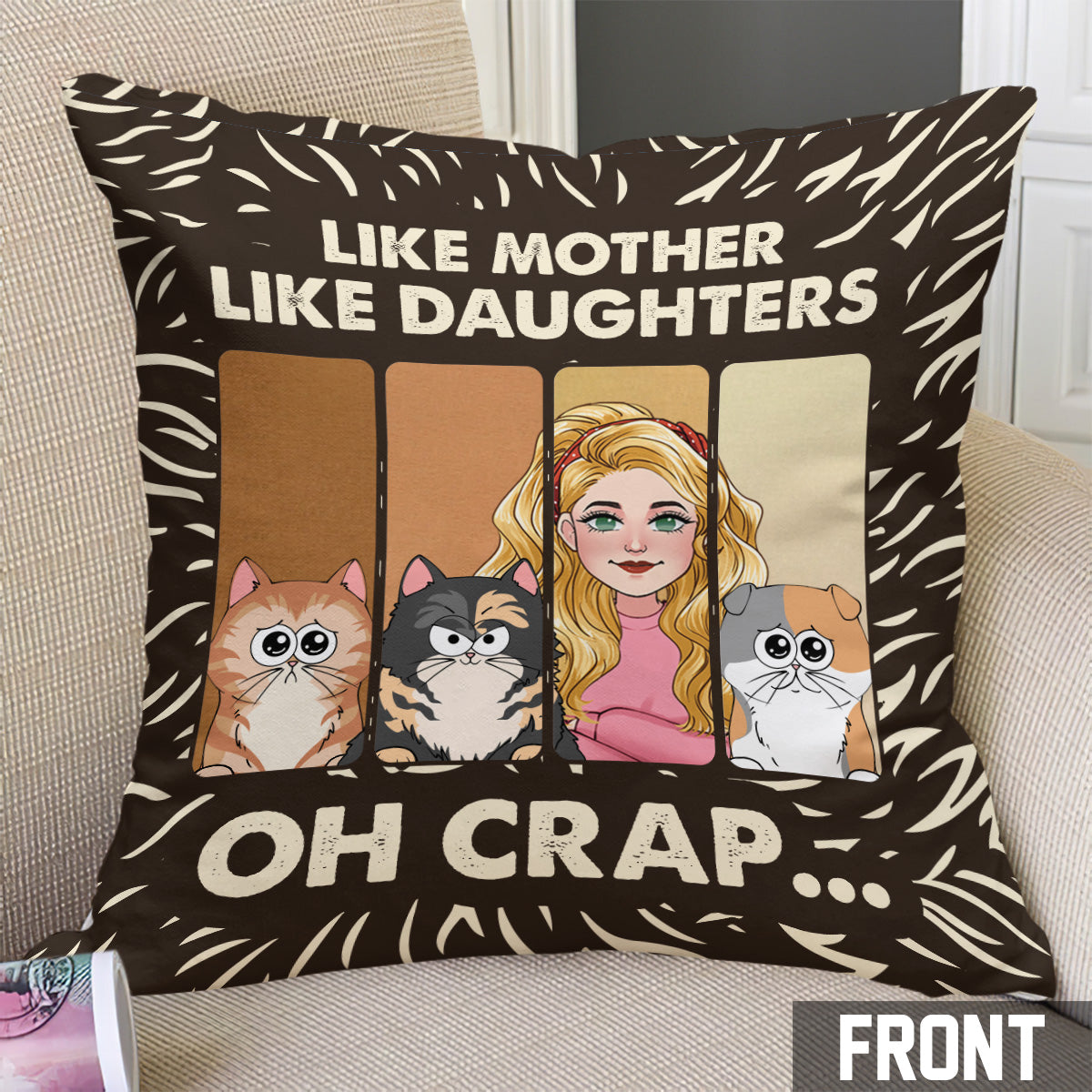 Like Mother Father Like Daughter Son Cats Dogs Pet Lover - Personalized Cat Throw Pillow