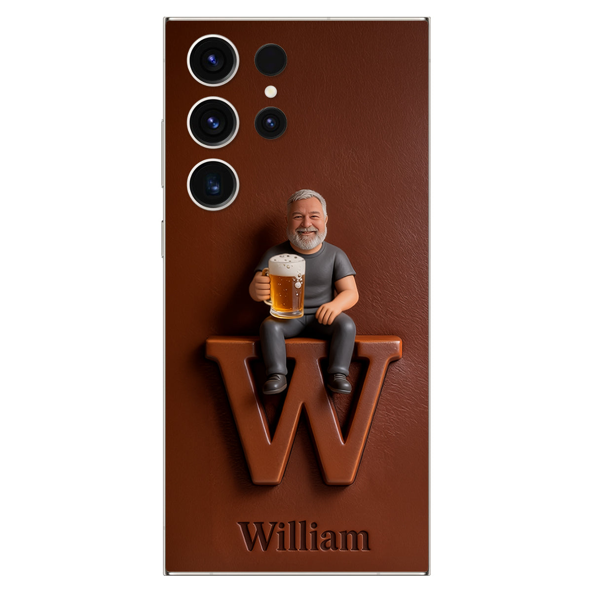 Custom Any Photo - Personalized Beer 3D Embossed Leather Phone Case