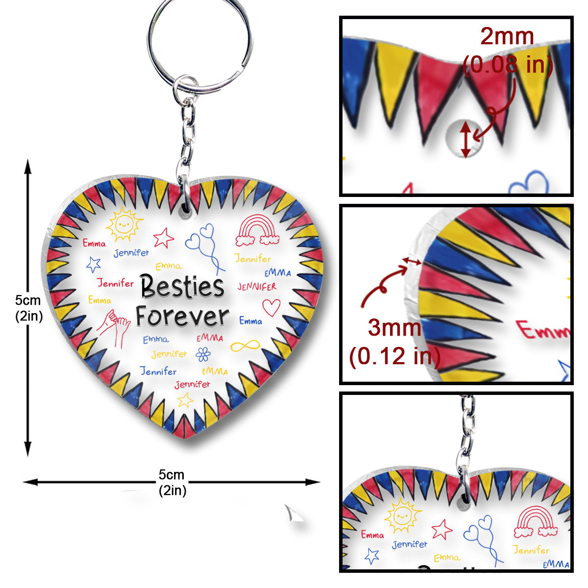 Besties Forever - Gift for friend - Personalized Transparent Keychain