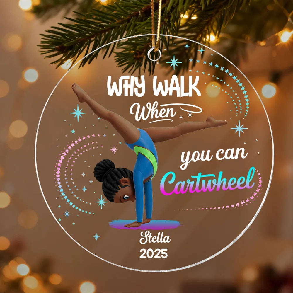 Personalized Acrylic Ornament Gymnast Cartwheel Girl Glitter Star Design Unique Gift For Daughter Or Granddaughter