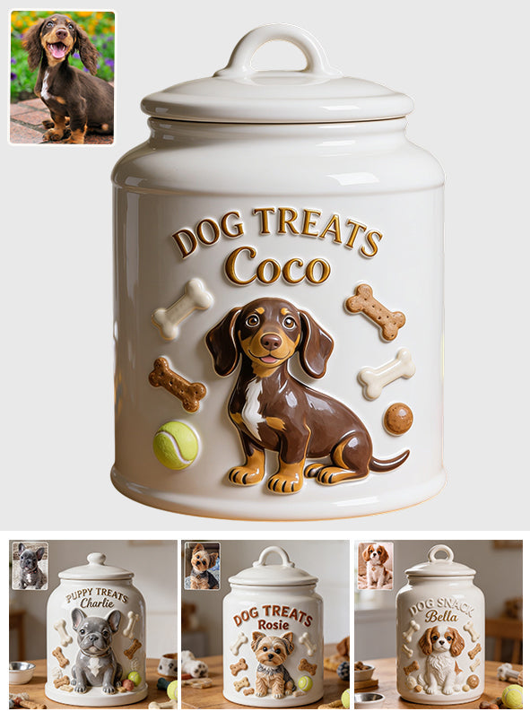 Custom Pet Photo Treat Storage Jar - Personalized Dog Cookie Jar