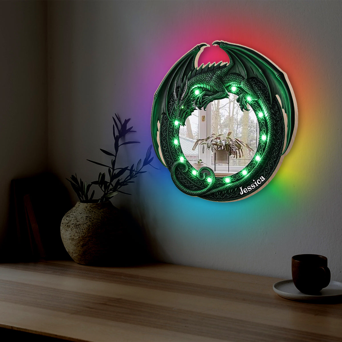 Amazing Dragon - Personalized Dragon Wall Mirror With LED Light