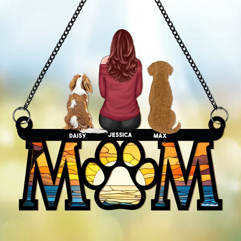"Mom and Her Dogs" Themed Hanging Ornament, Wood and Acrylic Layers, Perfect Gift for Mother’s Day, Birthdays, or Special Occasions