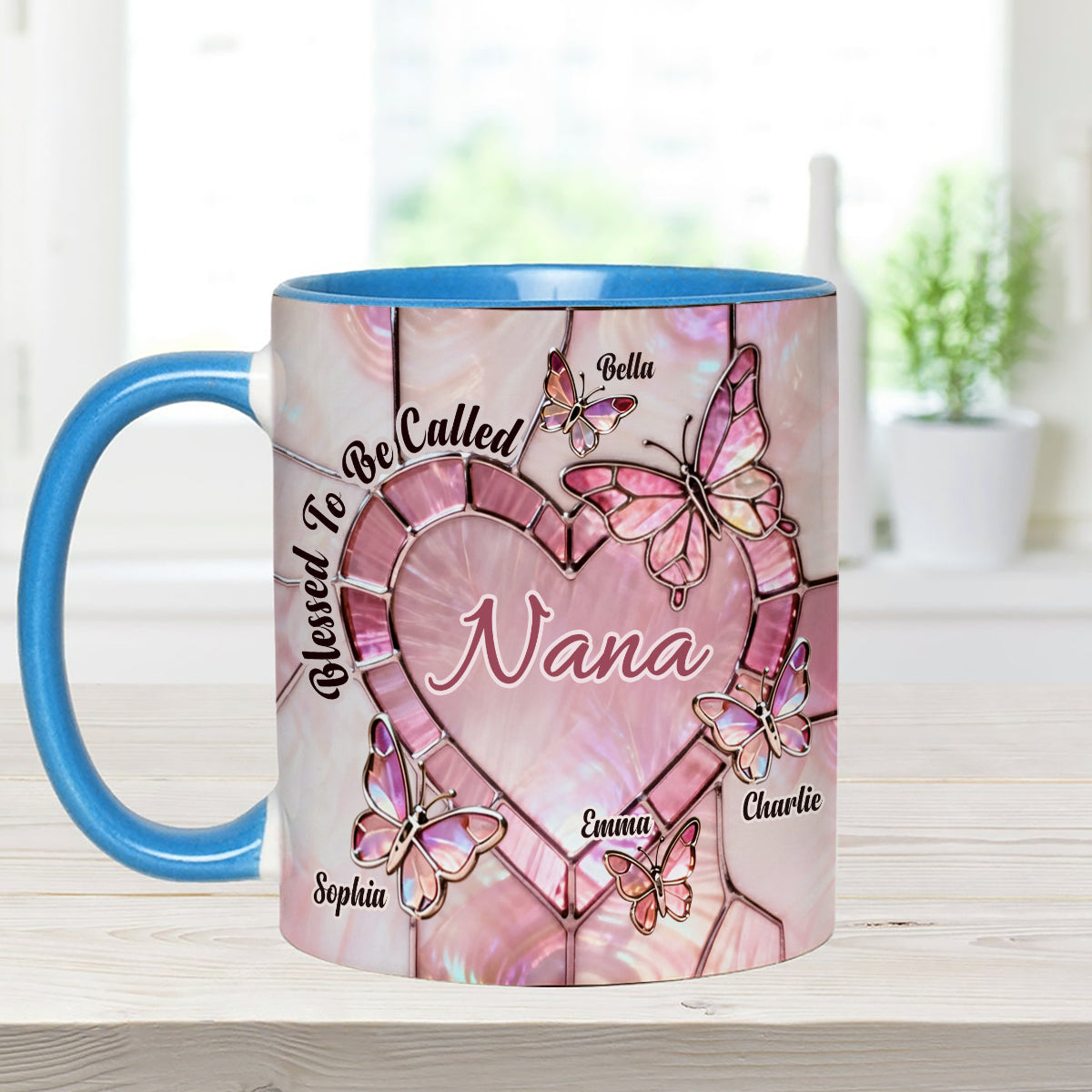 Blessed To Be Called Nana Mama Gigi Grandma - Personalized Grandma Set Accent Mug with Acrylic Stirrers