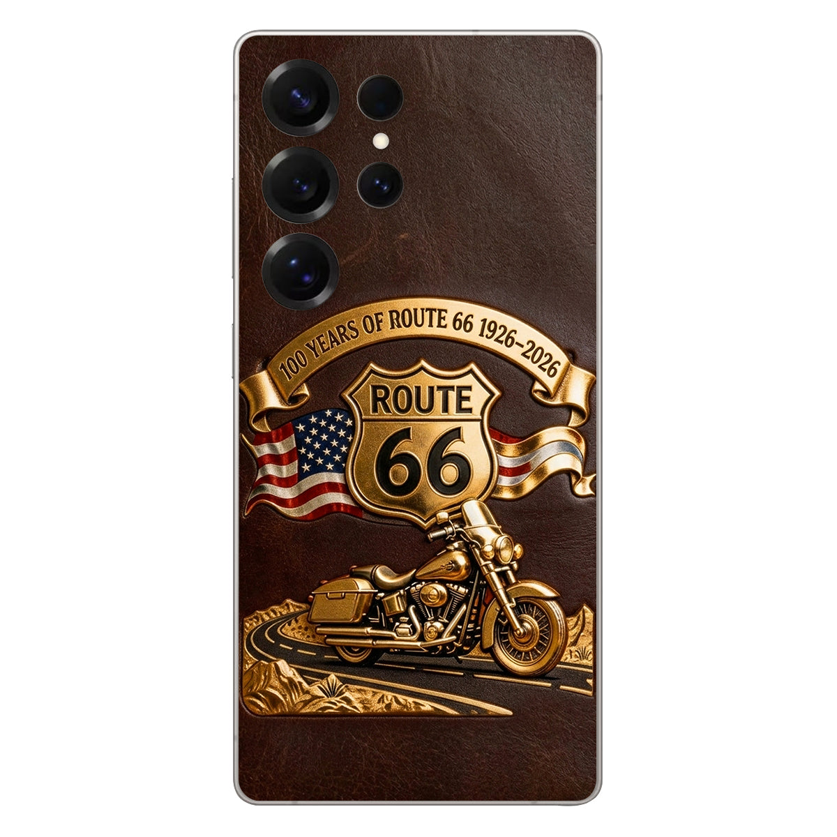 100 Years Of Route Personalized Gifts For Bikers - Personalized Biker 3D Embossed Leather Phone Case